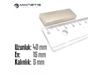 Boy: 40mm - En: 15mm - Kalınlık: 5mm Neodyum Mıknatıs