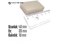 Boy: 40mm - En: 25mm - Kalınlık: 10mm Neodyum Mıknatıs