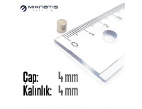 Çap: 4mm x Kalınlık: 4mm Neodyum Mıknatıs