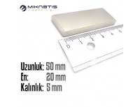 Boy: 50mm - En: 20mm - Kalınlık: 5mm Neodyum Mıknatıs