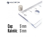Çap: 5mm x Kalınlık: 5mm Neodyum Mıknatıs