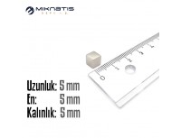 Boy: 5mm - En: 5mm - Kalınlık: 5mm Neodyum Küp Mıknatıs