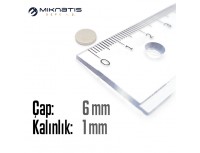 Çap: 6mm x Kalınlık: 1mm Neodyum Mıknatıs