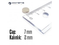 Çap: 7mm x Kalınlık: 2mm Neodyum Mıknatıs