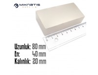 Boy: 80mm - En: 40mm - Kalınlık: 20mm Neodyum Mıknatıs