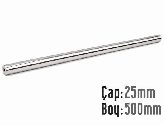 Çap: 25 mm x Delik Çapı: 8 mm x Boy: 500 mm Çubuk Neodyum Mıknatıs