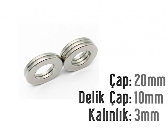 Çap 20mm X Del.Çapı 10mm X Kalınlık 3mm HALKA Mıknatıs