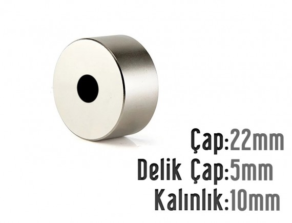 Çap 22mm X Del.Çapı 5mm X Kalınlık 10mm HALKA Mıknatıs