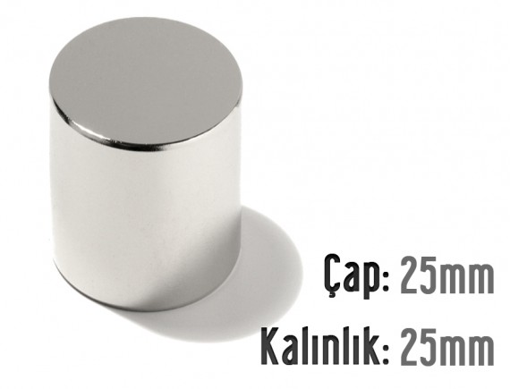 Çap: 25mm x Kalınlık: 25mm Neodymium