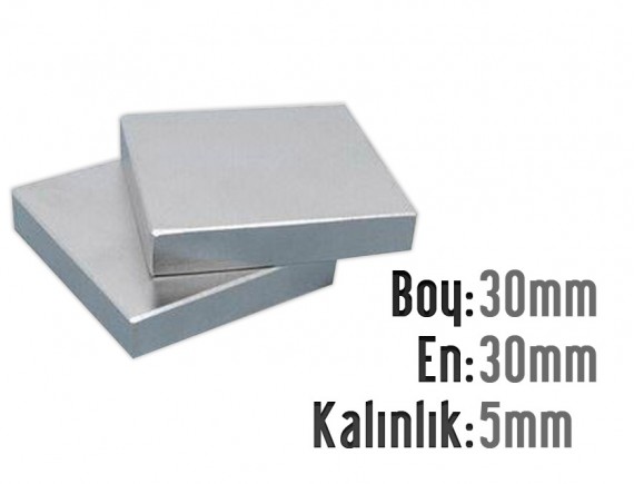 Boy: 30mm - En: 30mm - Kalınlık: 5mm Neodyum Mıknatıs