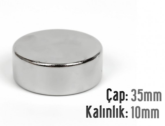 Çap: 35mm x Kalınlık: 10mm Neodyum Mıknatıs