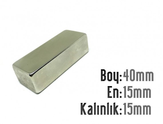 Boy: 40mm - En: 15mm - Kalınlık: 15mm Neodyum Mıknatıs