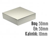 Boy: 50mm - En: 50mm - Kalınlık: 10mm Neodyum
