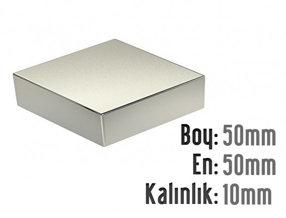 Boy: 50mm - En: 50mm - Kalınlık: 10mm Neodyum