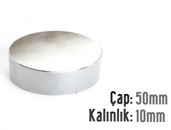 Çap: 50mm x Kalınlık: 10mm Neodyum Mıknatıs